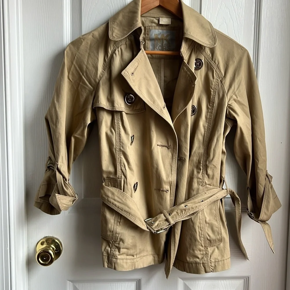 Michael Kors Canvas Spring jacket with silver buttons 3/4 inch sleeves size S/P